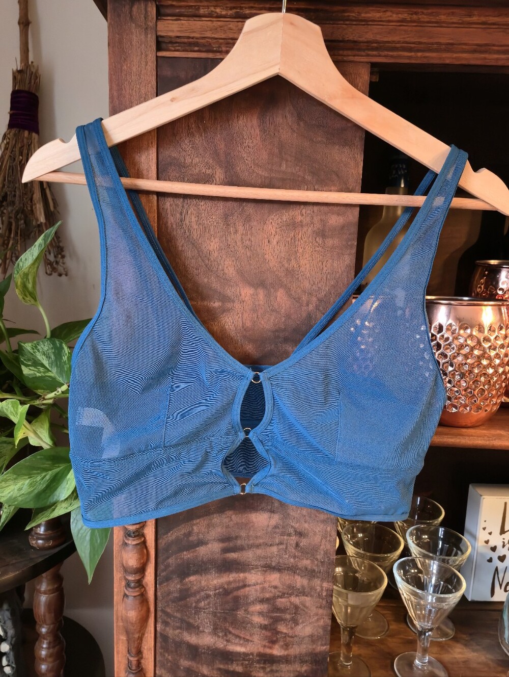 COLSIE Blue Mesh Keyhole Bralette